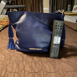 Elaine Turner blue snakeskin bucket/crossbody bag
